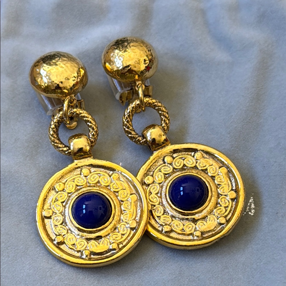 JOSE & MARIA BARRERA Signed Gold Clip-on Earrings